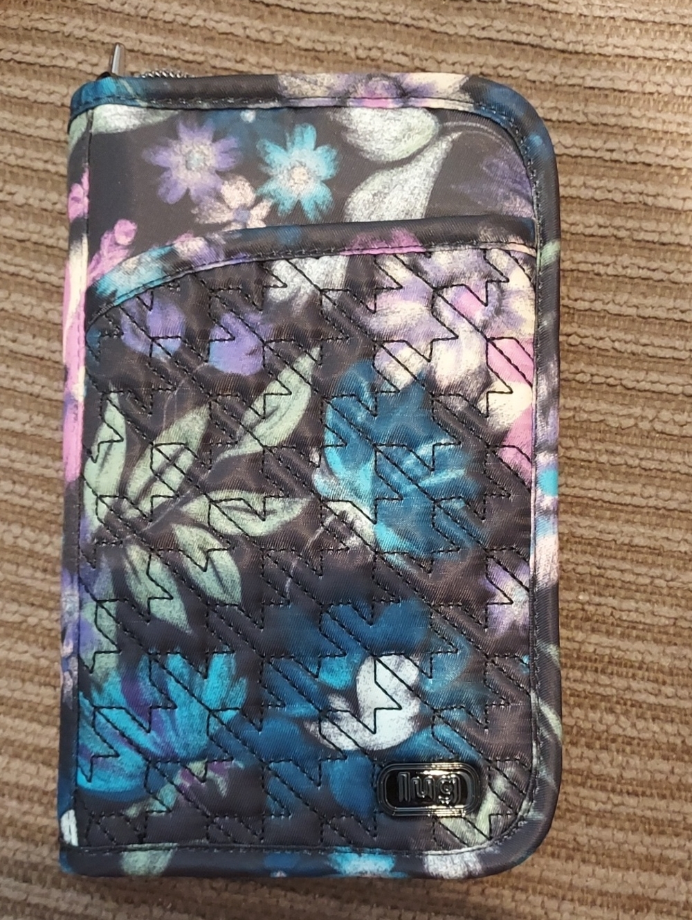 Lug Tandem Zip RFID Wallet - Watercolor Paytern - Like New ( No Strap)